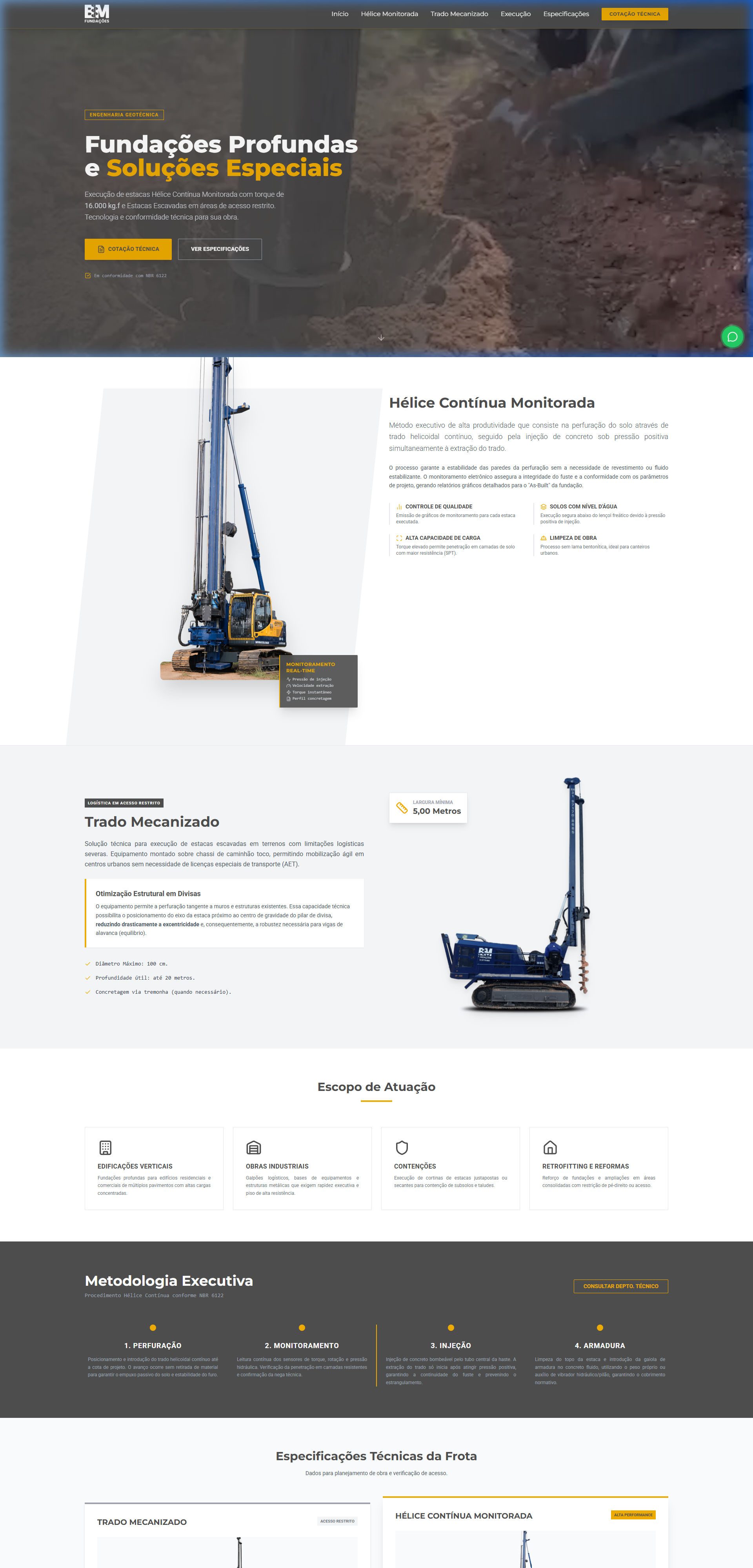 Projeto BM Fundações - Criação de Site para Engenharia Civil por Climber Publicidade